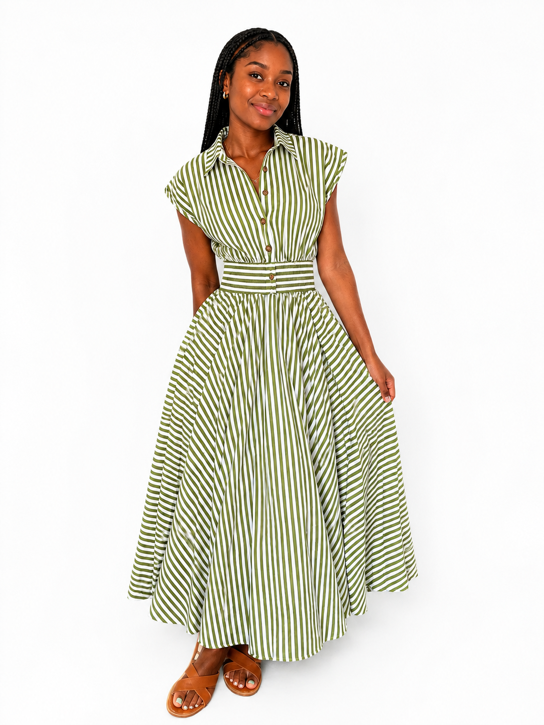 Elegant Striped Maxi Dress