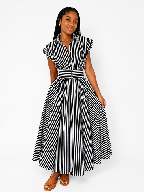 Elegant Striped Maxi Dress