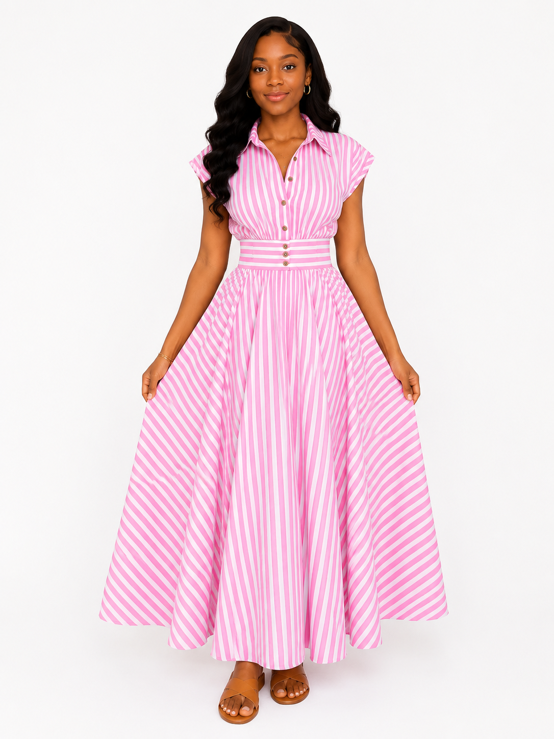 Elegant Striped Maxi Dress