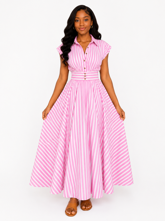 Elegant Striped Maxi Dress