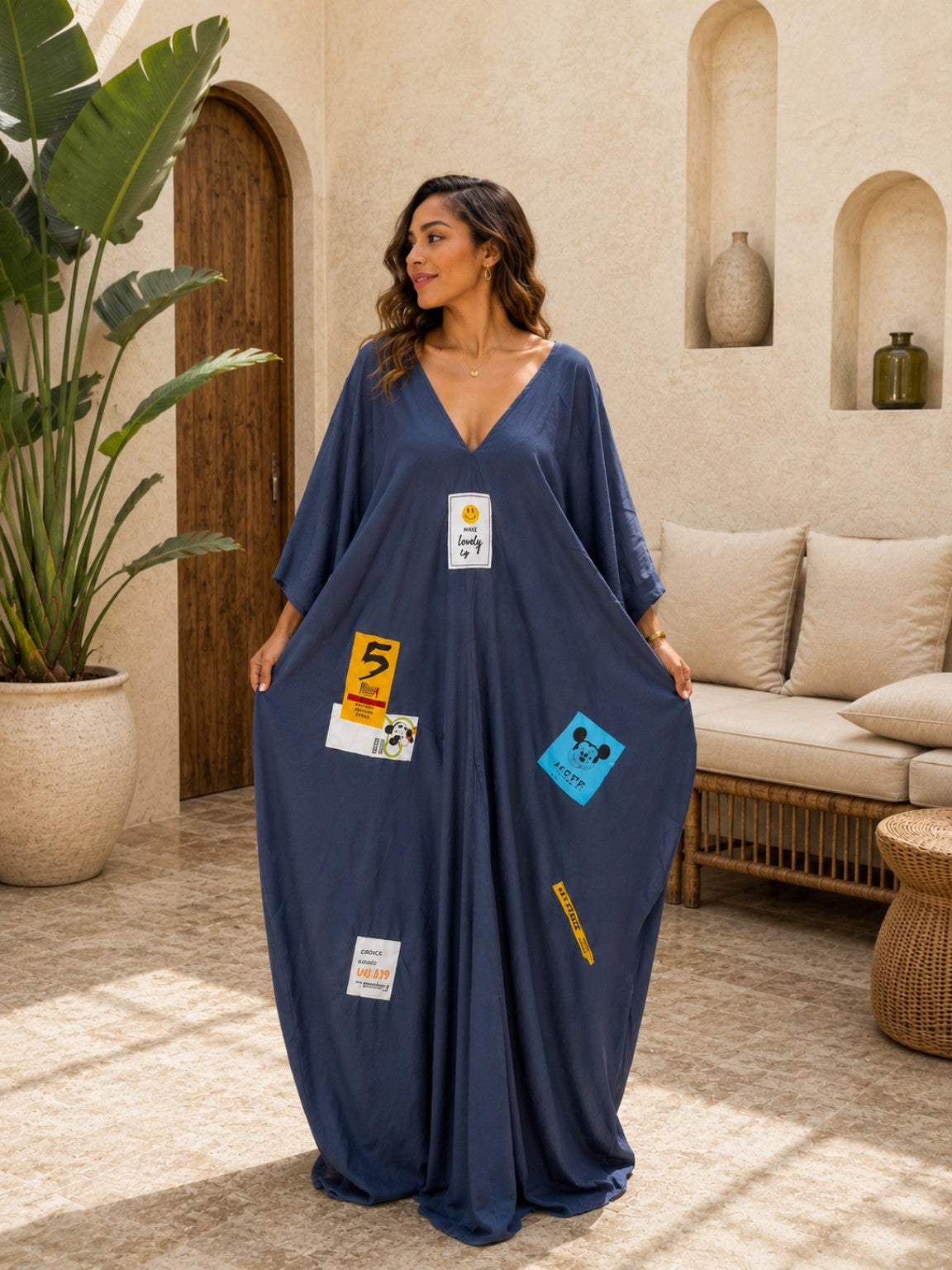 Long Flowy Striped Kaftan ( One Size fits all)