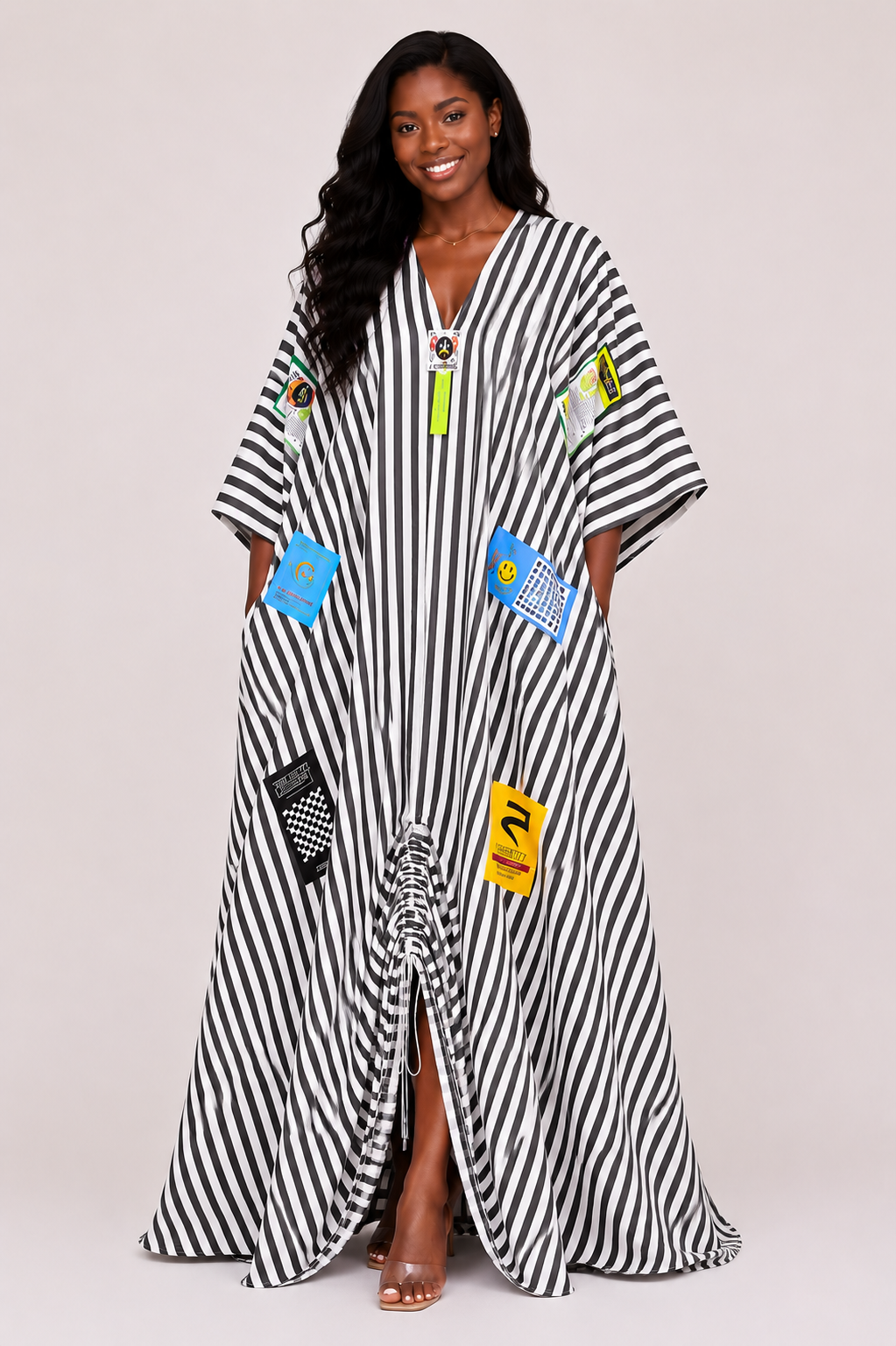 Long Flowy Striped Kaftan ( One Size fits all)