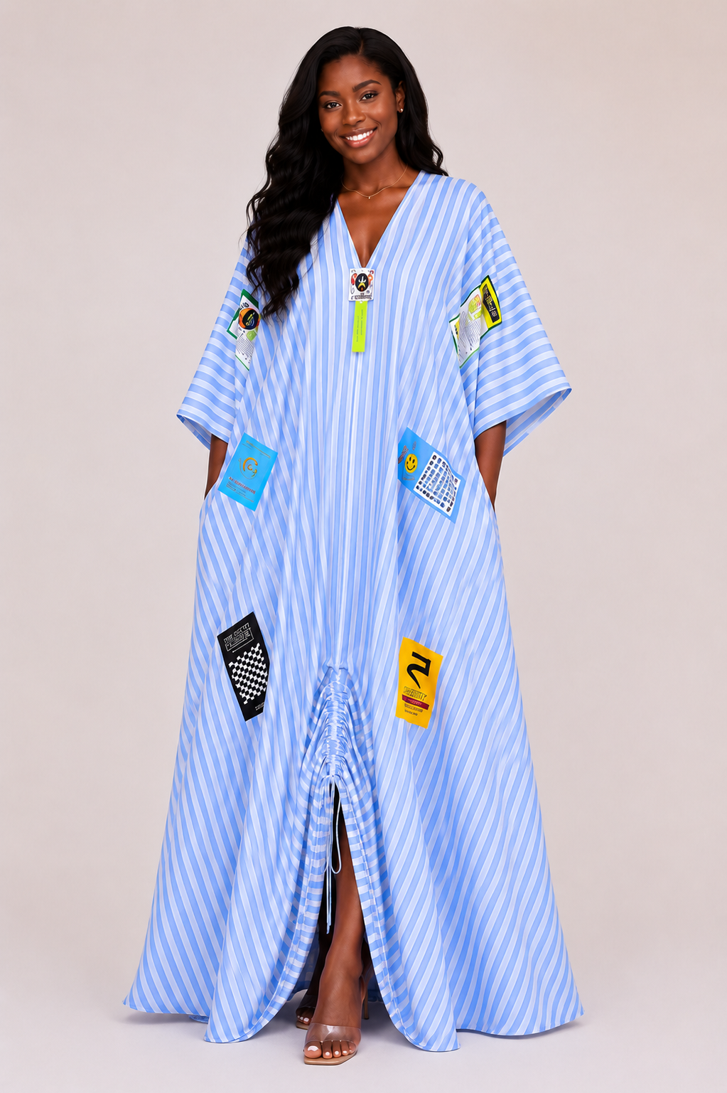 Long Flowy Striped Kaftan ( One Size fits all)