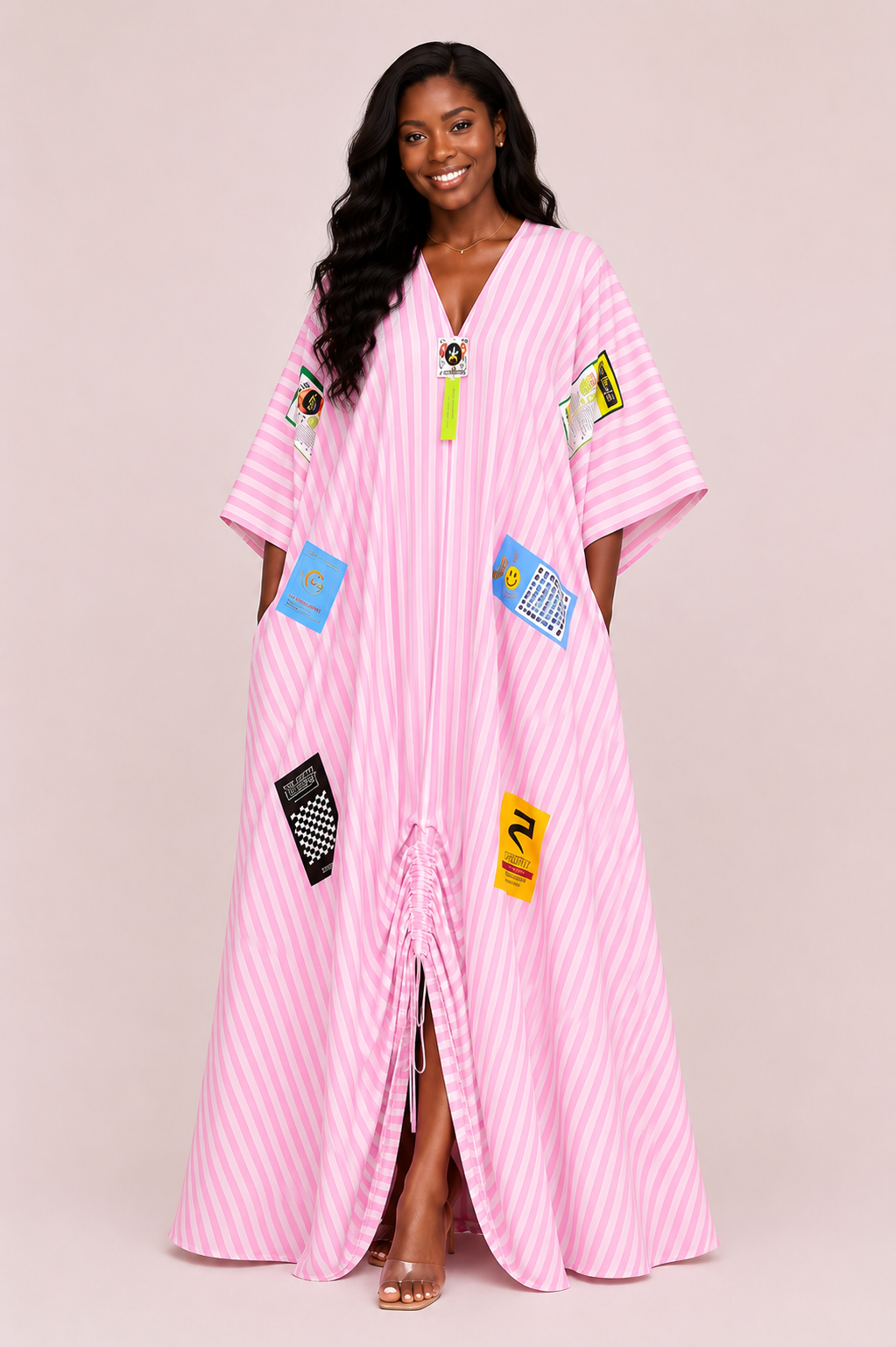 Long Flowy Striped Kaftan ( One Size fits all)